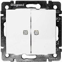 Переключатель с подсветкой без рамки Legrand Valena 2-кл. проходной белый картинка